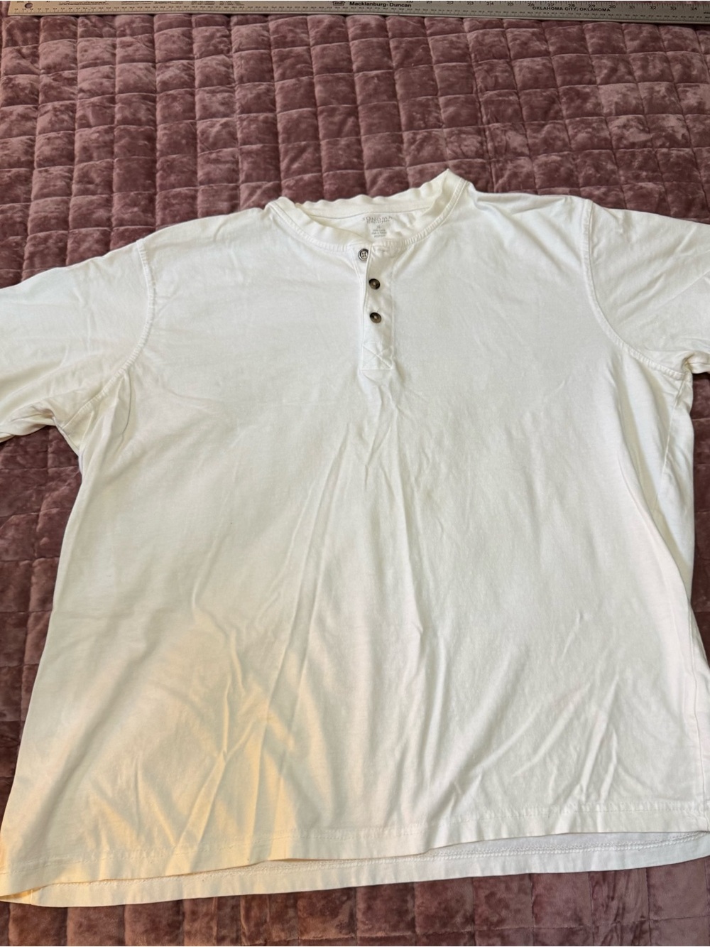 Sonoma Life + Style Men’s XL Ivory Cotton Short Sleeve Henley Shirt